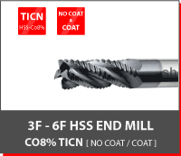 3F-6F HSS End Mill CO8% TICN [No Coar,Coat]