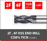 2F,4F HSS End Mill CO8% TICN [Coat]